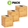 Alpine Industries Bamboo Wooden Tissue Box Cover, PK3 ALP405-BMB-3pk